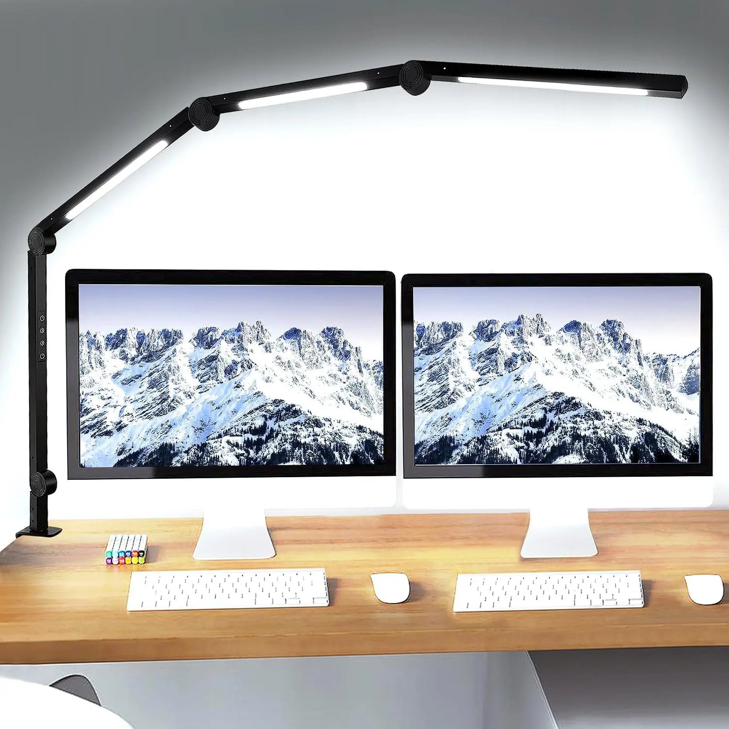 LED Desk Lamp with  Flexible 4 sections Swing Arm  4 Color Modes & 5 Brightness
