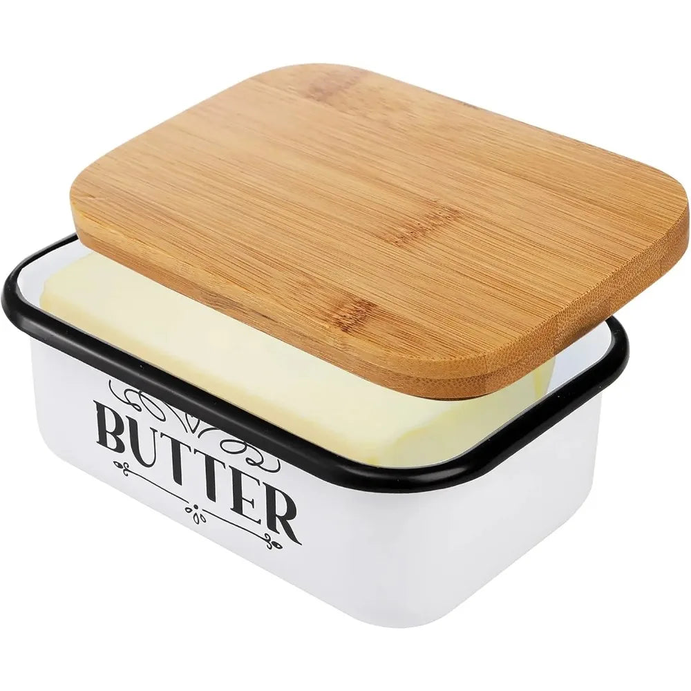 Wooden Butter Pan - Indestructible Enamel Butter Container