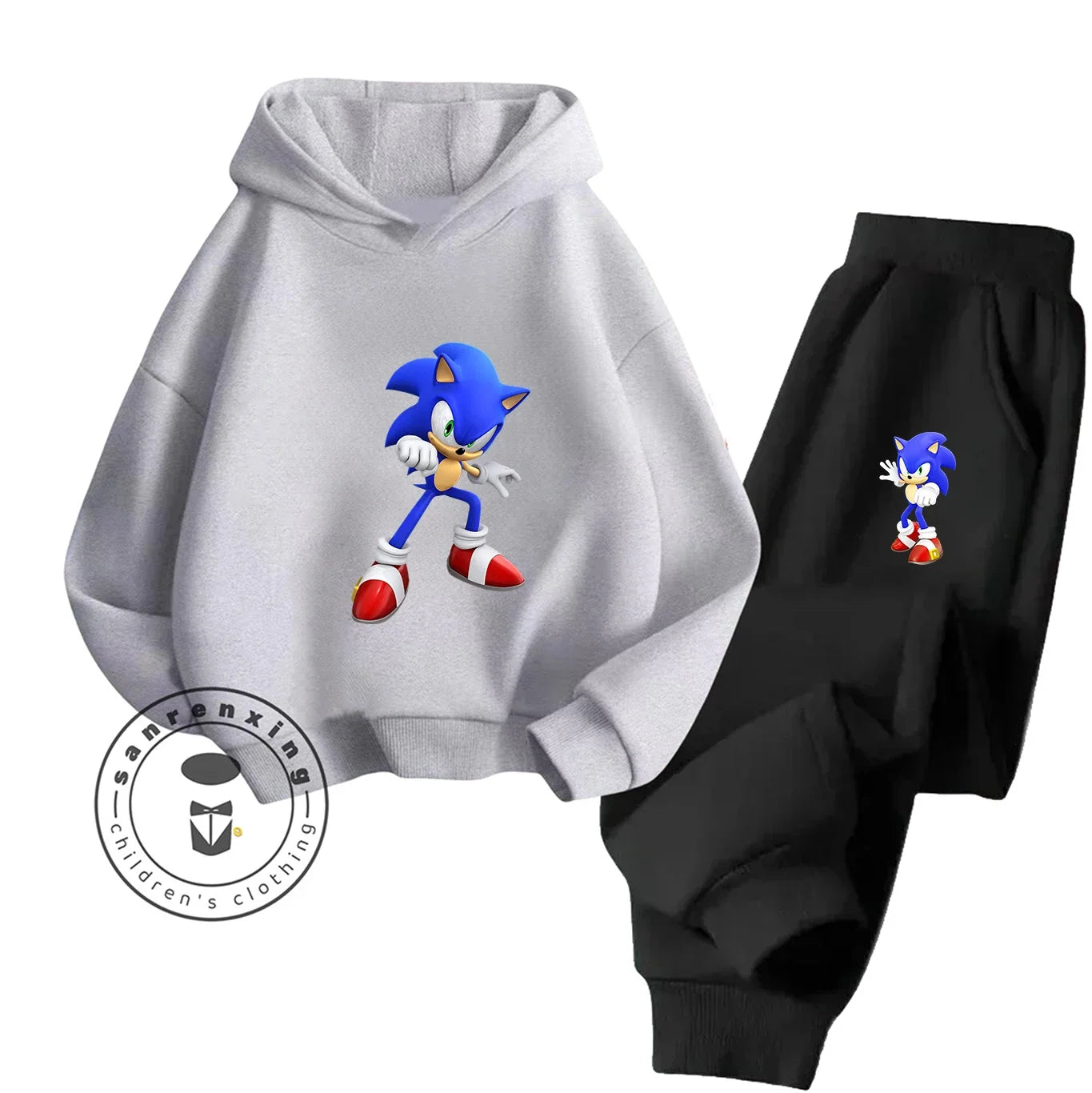 Sonic 2D Cartoon Printed Hoodie Set, 2025 Fashion For Kids, Teens, Boys, Girls Casual Autumn Winter wear.