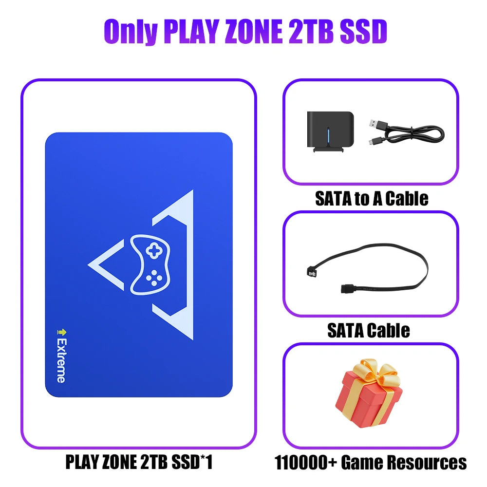 Play Zone 2TB Gaming SSD Game Console, with 20000+Game & 80+Emulator for PS5/4/3/2/Xbox/Switch/Wii/Wiiu Launchbox &Playnite.