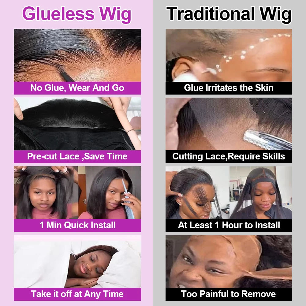 No Glue Brazilian HD Transparent 13x4 Bone Straight Short Bob.  13x6 Straight Lace Front