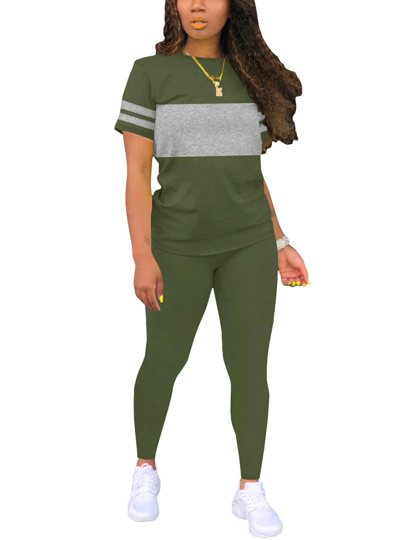 Women's Summer Casual Set, Fashionable Comfortable Ensemble Ladies Clothing Outfit.