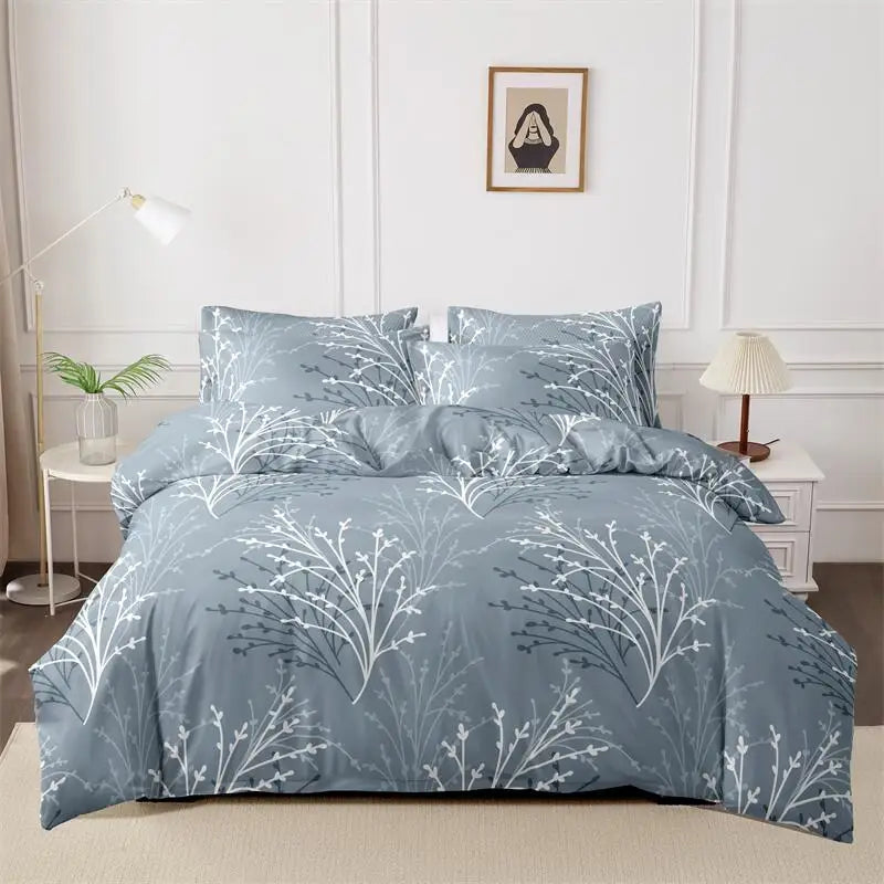 Queen Size Duvet Cover, with Flower Branch Design, High Quality Skin Friendly Quilt Cover.