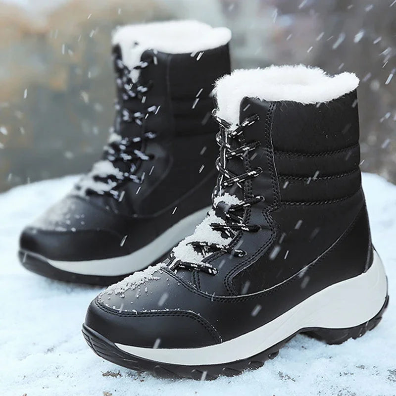 Women Boots Waterproof Winter 2024 Platform Ankle Boots. Keep Warm Snow Shoes Plush Outdoor Short Boots.