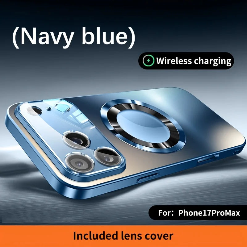 Luxury Titanium Metallic Matte Case For iPhone 17 16 15 14 13 12 11 Pro Max Plus For Mag safe Glass Lens Protection back Cover.