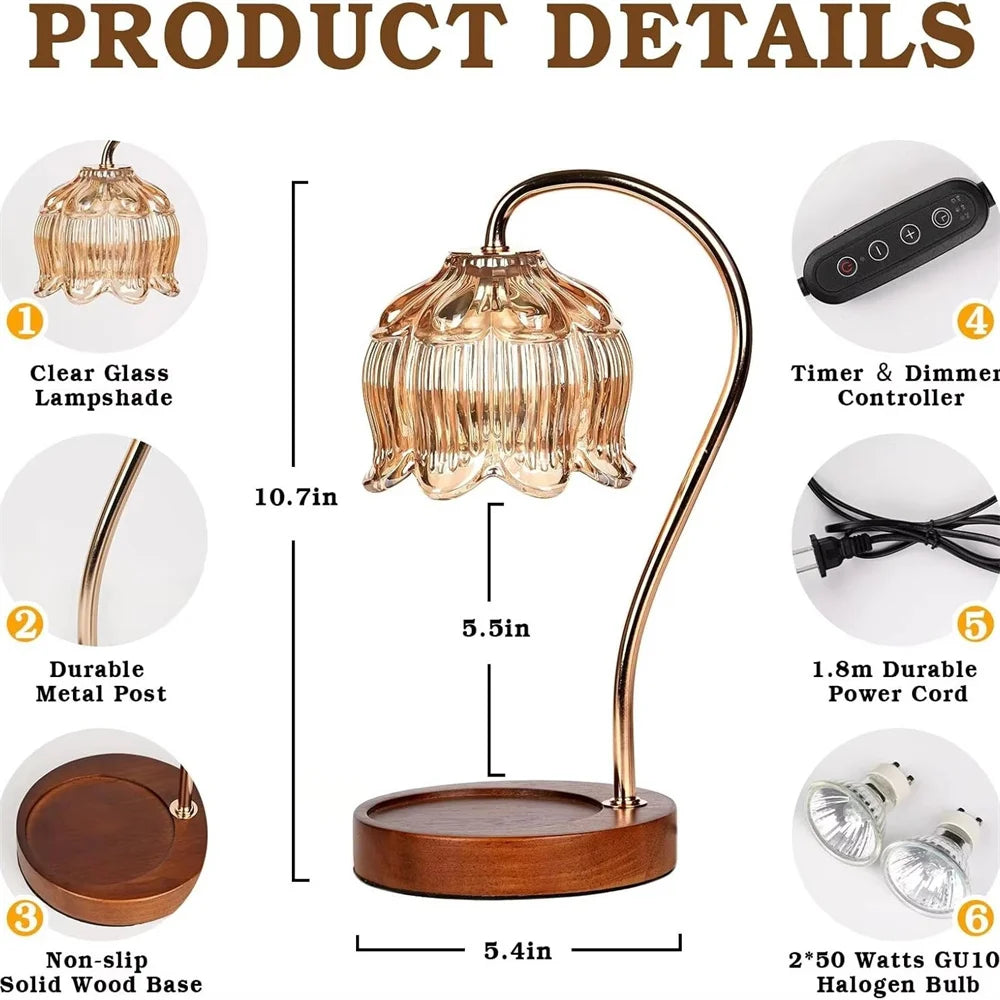 Candle Warmer Lamp Petal Shape Retro Lamp, Candle Tray Home Decoration Aromatherapy.