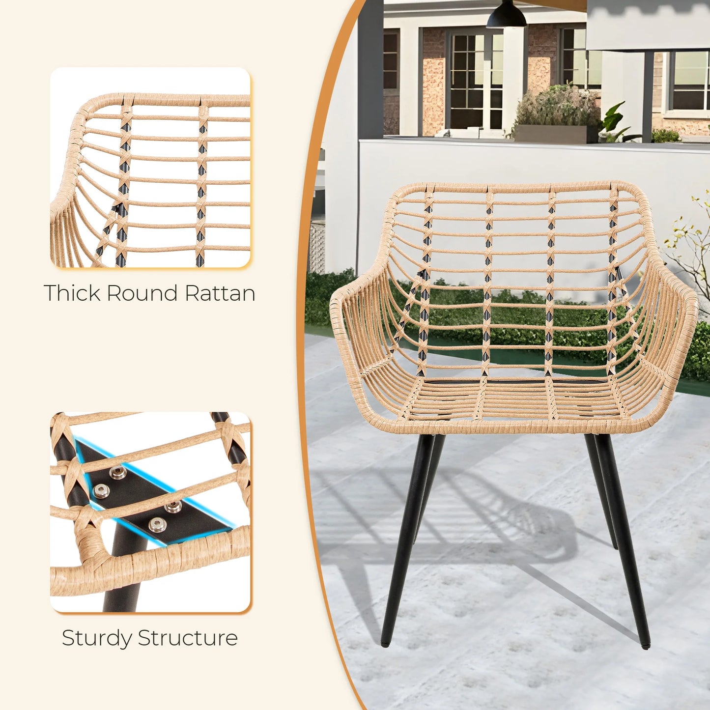 5 Piece Patio Furniture Set, Outdoor Wicker Small Conversation Bistro Set.