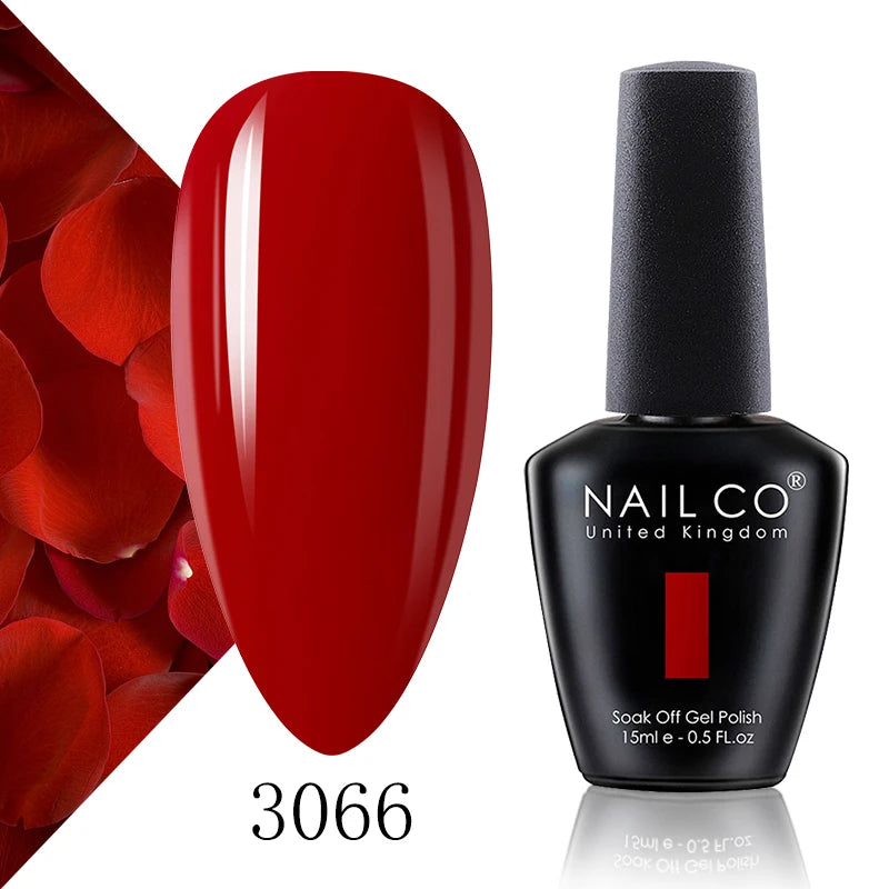 NAILCO 15ml Color Gel Nail Polish Soak Off, Hybrid Varnishes Manicure, UV&LED Nail Gel Semi Permanent Lacquer Base Top Coat.