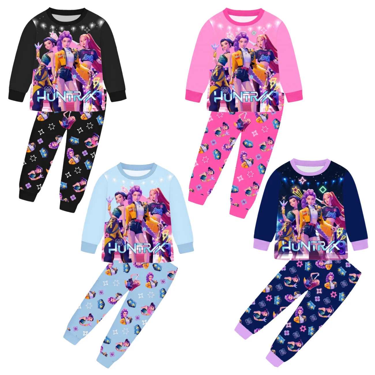 Anime  Demon Hunters Zoey Costume Autumn Pajamas for Children's Clothing 3-14Years.