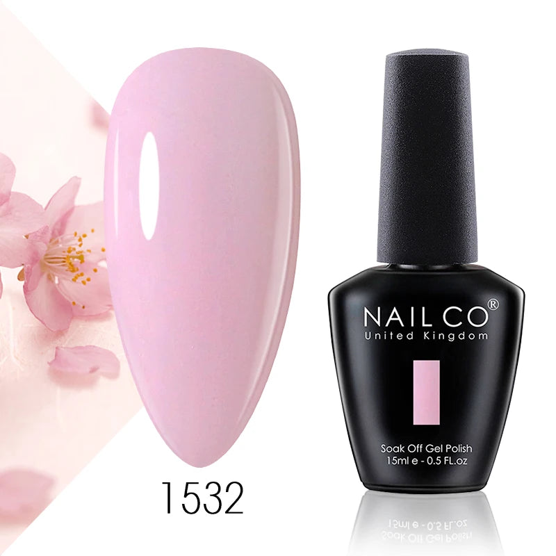 NAILCO 15ml Color Gel Nail Polish Soak Off, Hybrid Varnishes Manicure, UV&LED Nail Gel Semi Permanent Lacquer Base Top Coat.