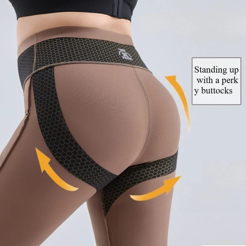 Plus Size Fit Yoga Flared Trousers, Seamless, Two Sides Pocket Leggings High Waist Push Up Butt Training Leggings.