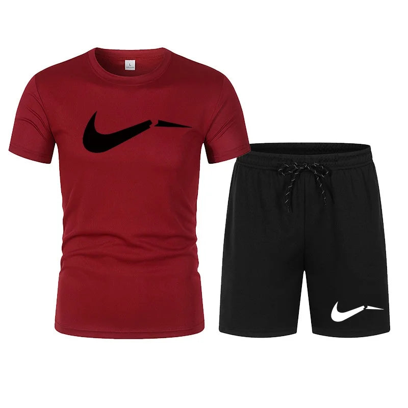 2026 men's summer T-shirt and shorts set, casual and fashionable short sleeved T-shirt combination.