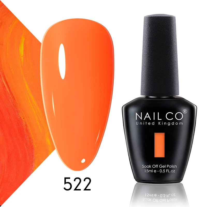 NAILCO 15ml Color Gel Nail Polish Soak Off, Hybrid Varnishes Manicure, UV&LED Nail Gel Semi Permanent Lacquer Base Top Coat.