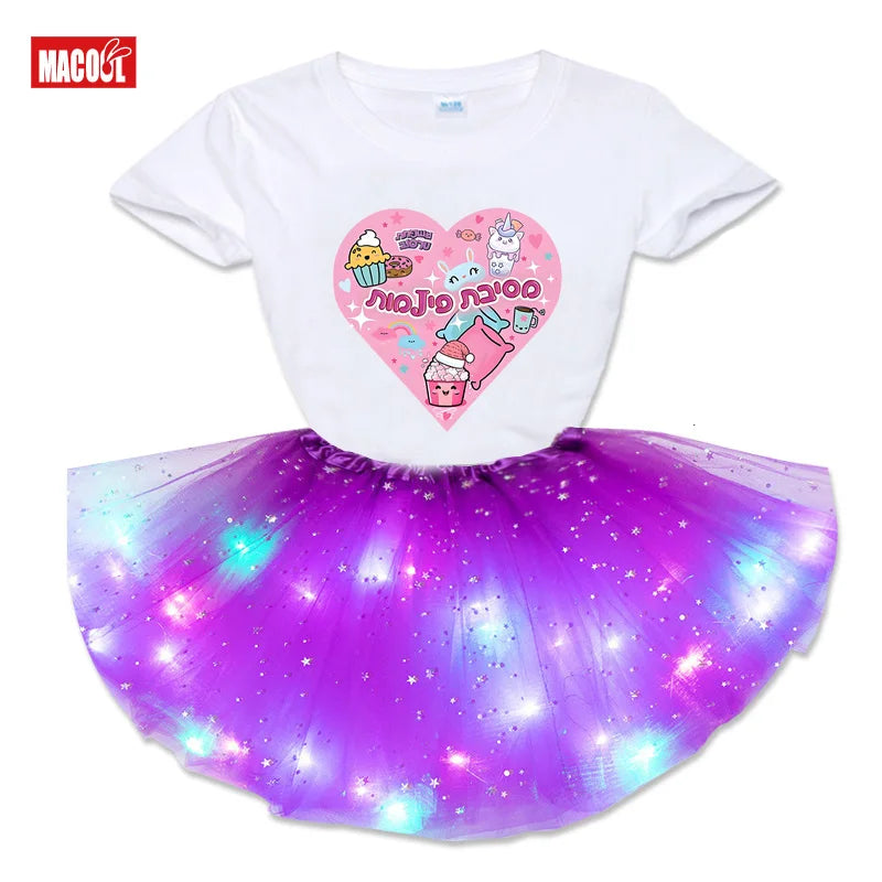 Kawaii Heart Outfit Girls Shirt Tutu Set, Child Outfits.
