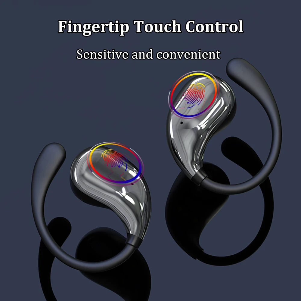 Bluetooth 5.4 Ear Hook Headphones, HiFi Stereo, Waterproof Headsets, LED Display.