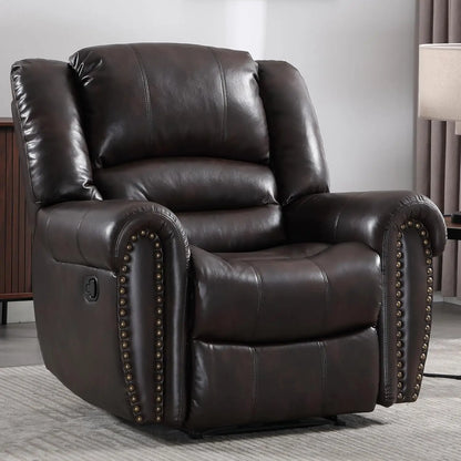 Leather Manual  Recliner Chair with Comfortable Arms and Back