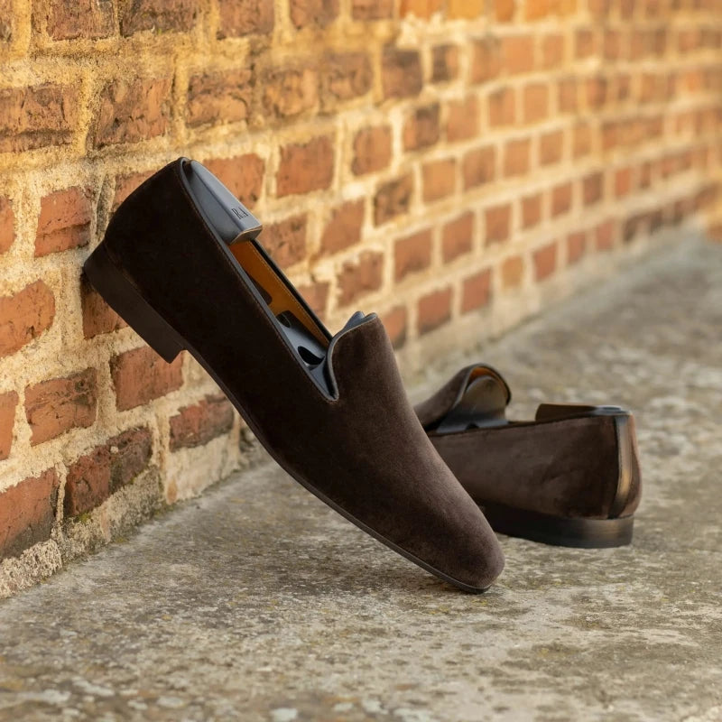 New Red Bottom Shoes for Men, Loafers, Flock, Solid Slip-On Dress Shoes Size 38-48.