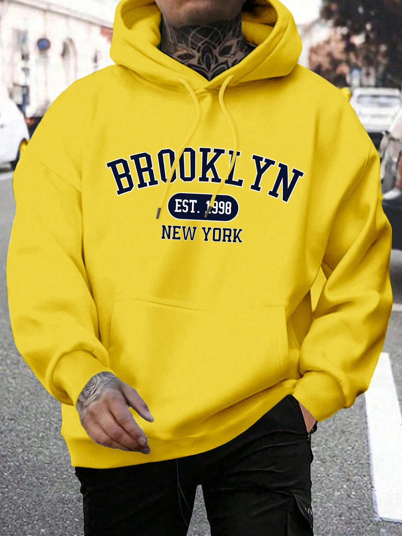 Brooklyn Est 1998 New York Printing, Men Hoodies Crewneck Fashion Oversize.
