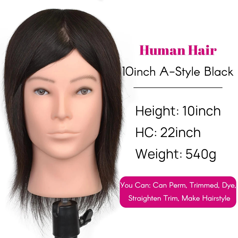 100% Real Human Hair Mannequin ,Styling Heads Cosmetology Practice Heads.