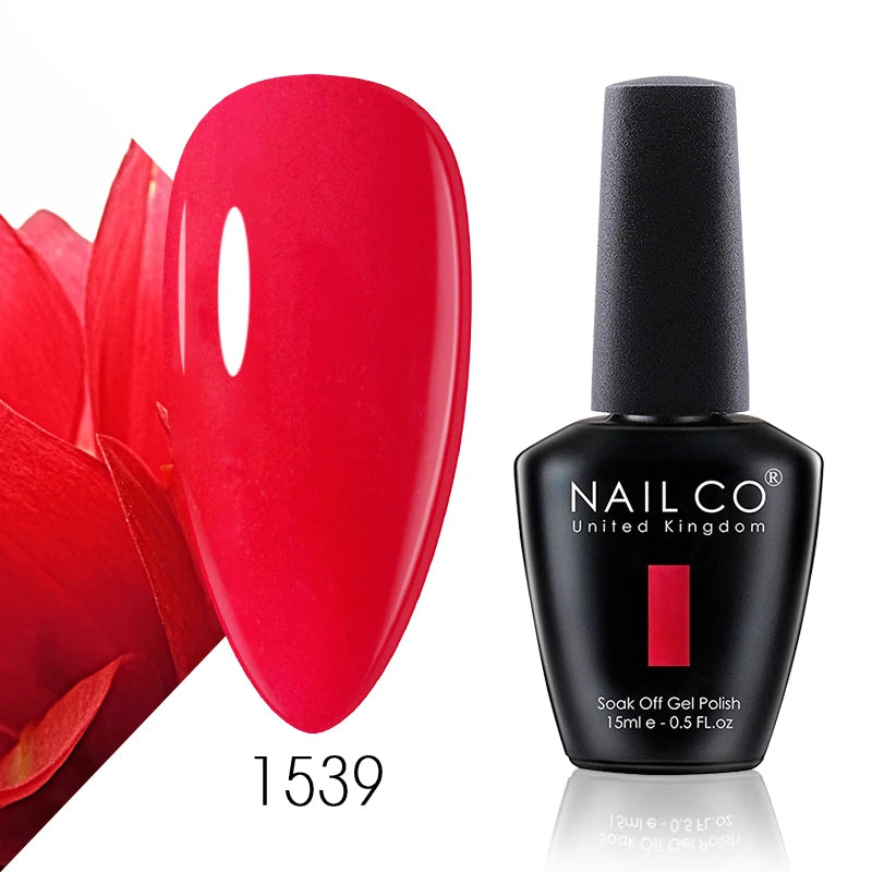 NAILCO 15ml Color Gel Nail Polish Soak Off, Hybrid Varnishes Manicure, UV&LED Nail Gel Semi Permanent Lacquer Base Top Coat.