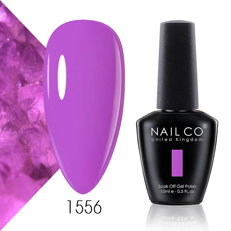 NAILCO 15ml Color Gel Nail Polish Soak Off, Hybrid Varnishes Manicure, UV&LED Nail Gel Semi Permanent Lacquer Base Top Coat.