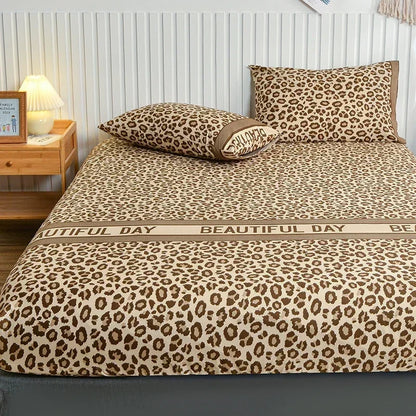 Twin Fitted Bed Sheet with Elastic Blue Flower Printed Bed Cover Single/Queen/King.