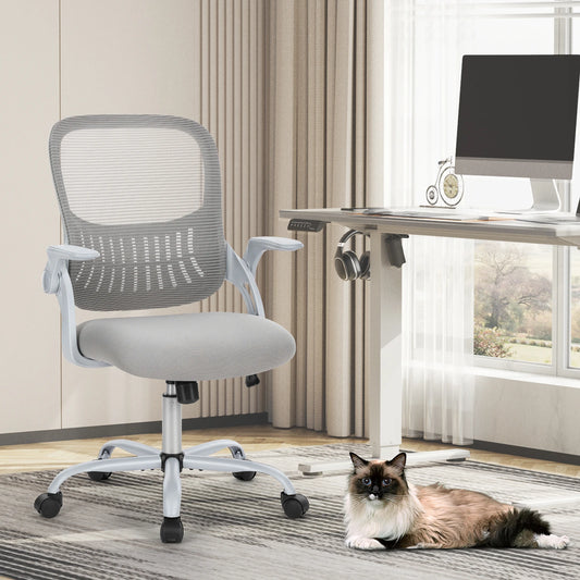 Ergonomic Mesh Backrest Office Desk Chair, Adjustable Height Computer Swivel Chairs With Wheels For Home.
