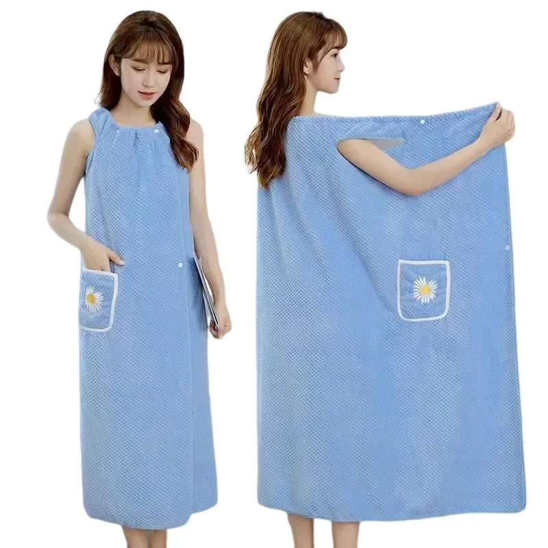 Bath Towel  Women Wearable Wrap Polyester Skirt Washable Bathrobe.