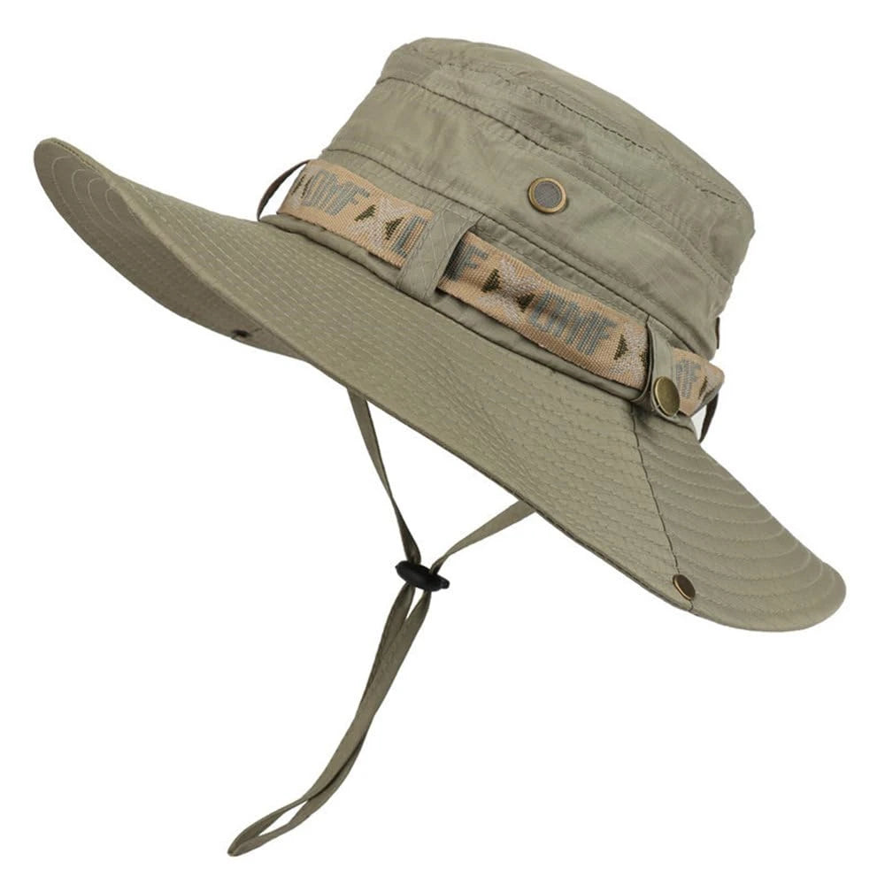 1Set bucket hat Summer Men UV Protection Hiking, Beach, Sunscreen Cap Hunting Fisherman Safari Hat.