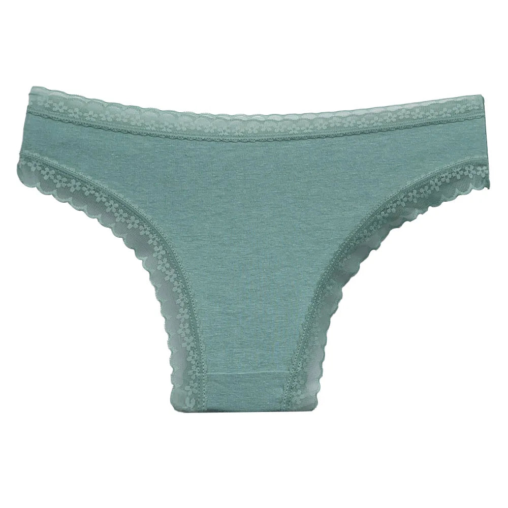 5 Pcs/Set Women Cotton Panties Sexy Lace Low Waist Underwear Girls Briefs M-XL.