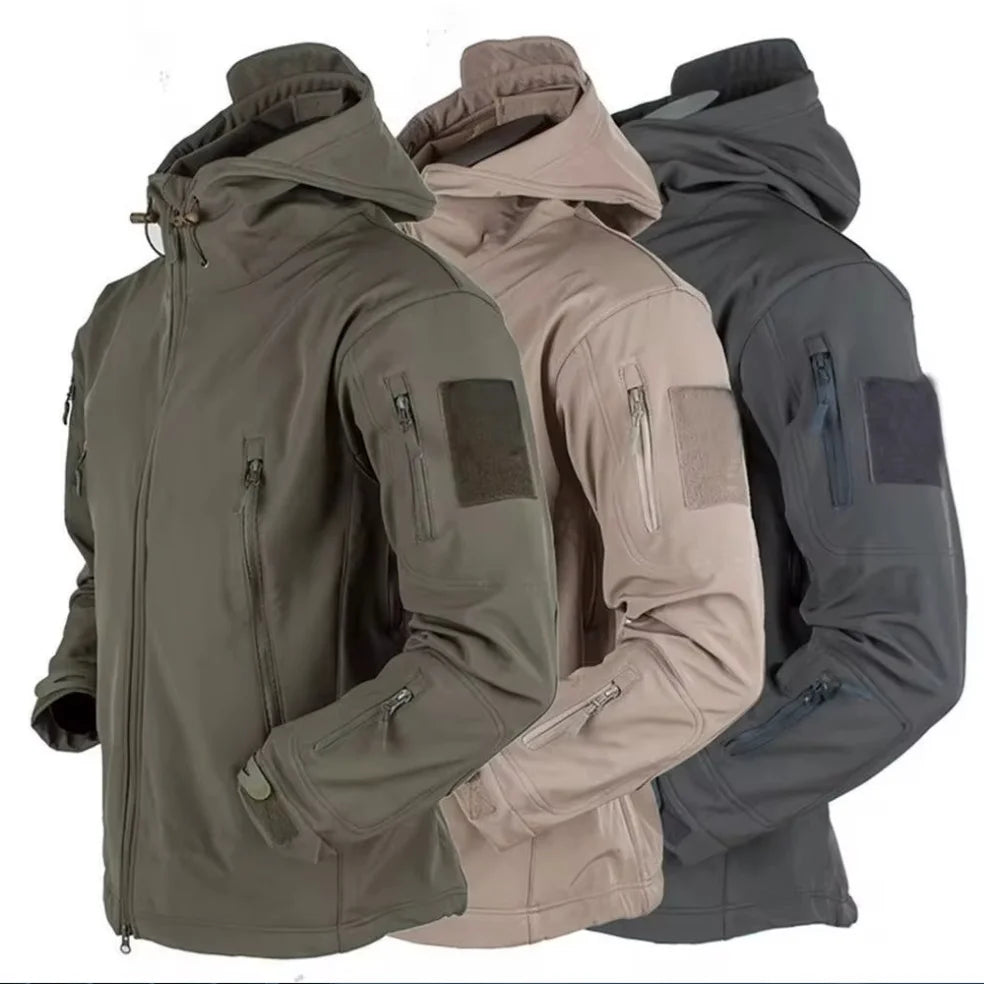 Military Shark Skin Soft Shell Jackets Men Tactical Windproof Waterproof jacket,Hooded Bomber Coats