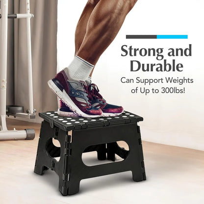 Folding Step Stool with 9 Inch Height (Pack of 1),Holds Up to 300 lbs.