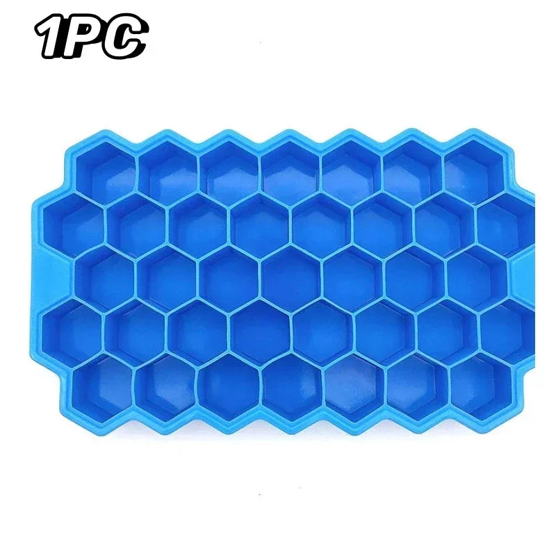 37 Grid Ice Cube Trays Freezer with Lid, Silicone for Small Ice Cube Molds, Easy-Release Reusable.