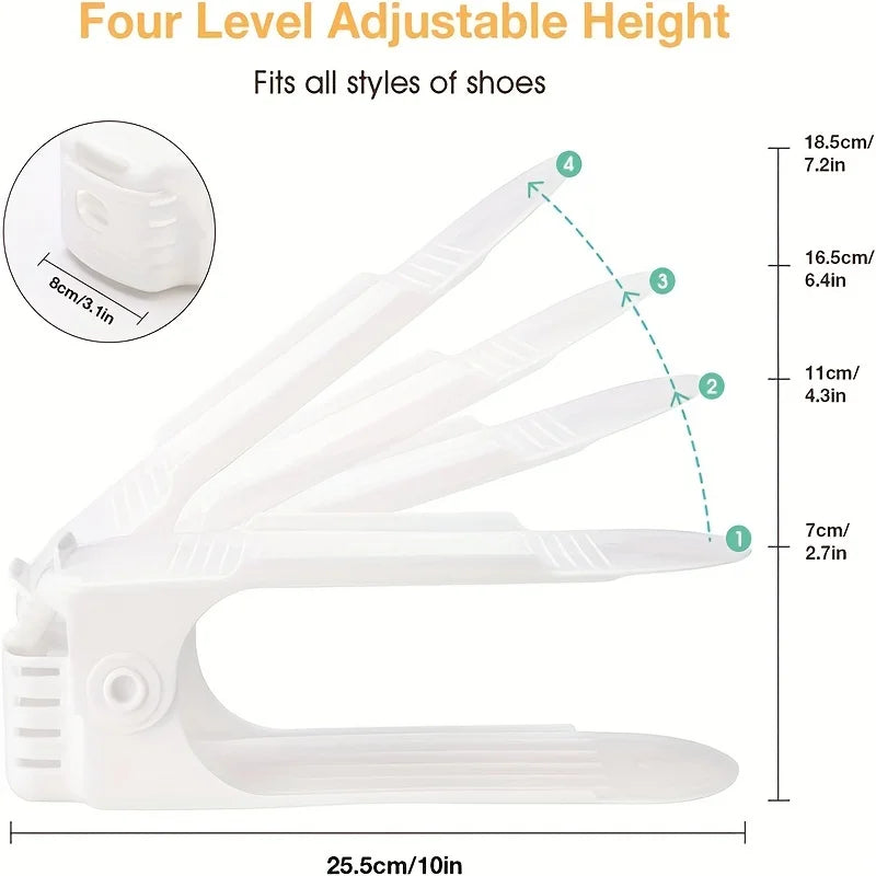 10 Pack Plastic Shoe Rack Adjustable Closet Organizer