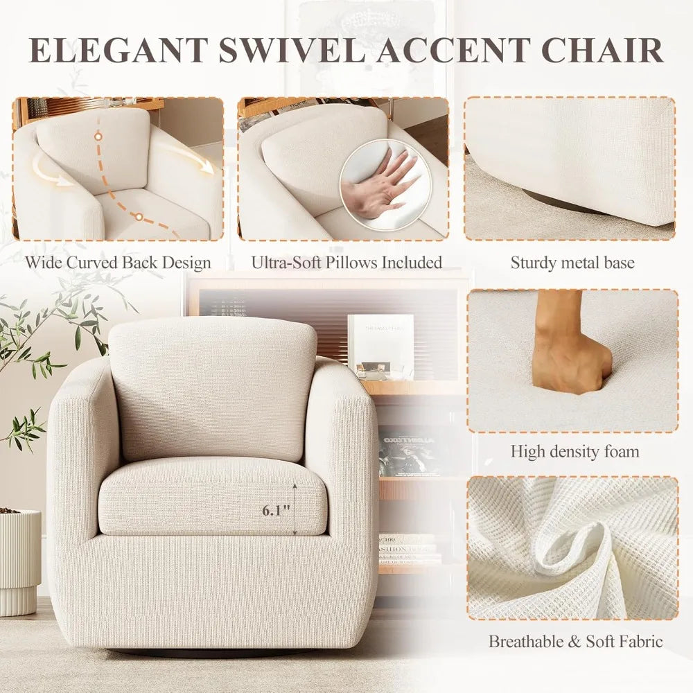 360-Degree Swiveling Accent Chair Pair with Pillows