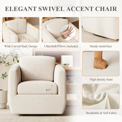 360-Degree Swiveling Accent Chair Pair with Pillows