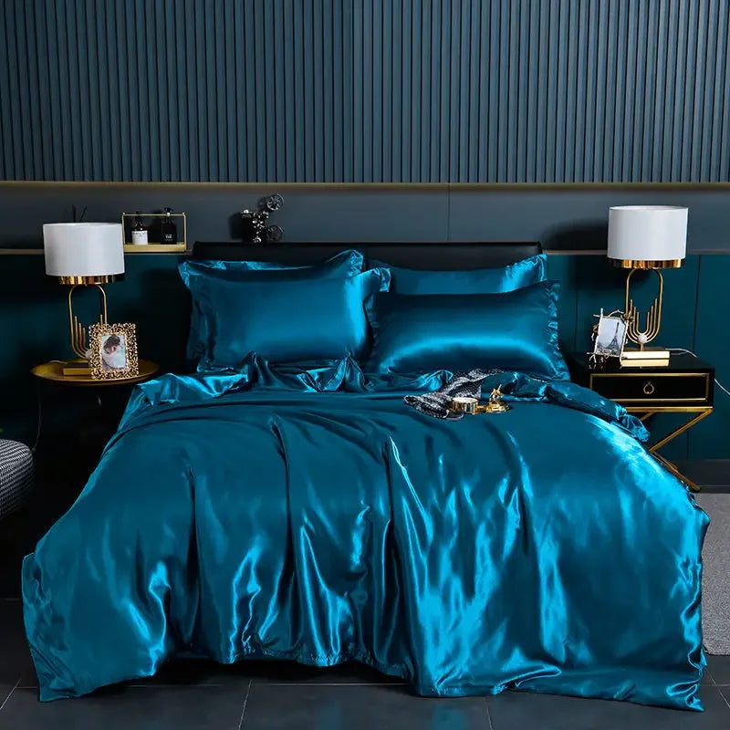 Luxury 100% Silk Bedding  with Duvet Cover4pcs Bed Cover