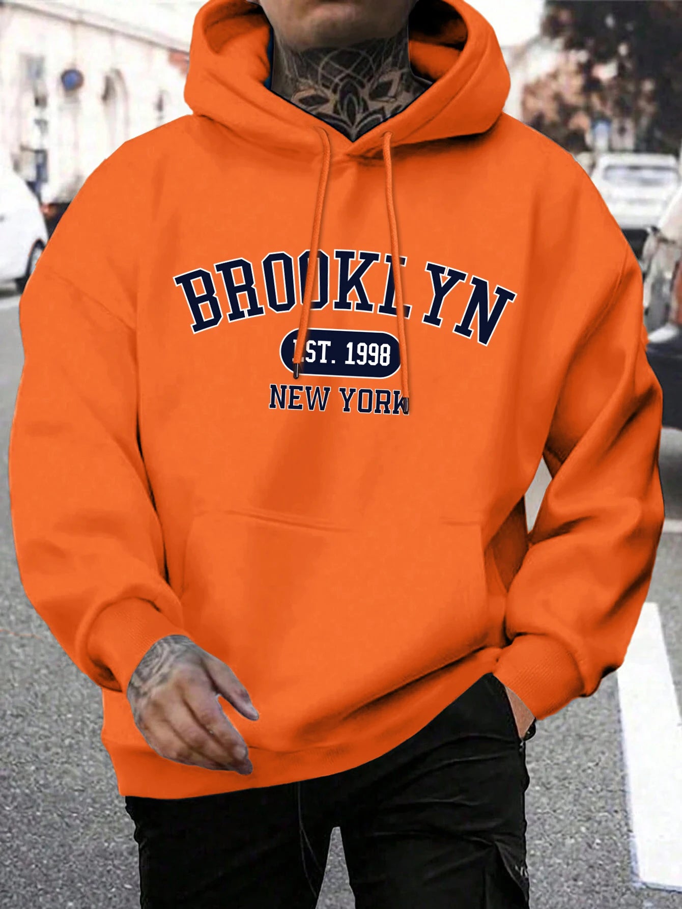 Brooklyn Est 1998 New York Printing, Men Hoodies Crewneck Fashion Oversize.