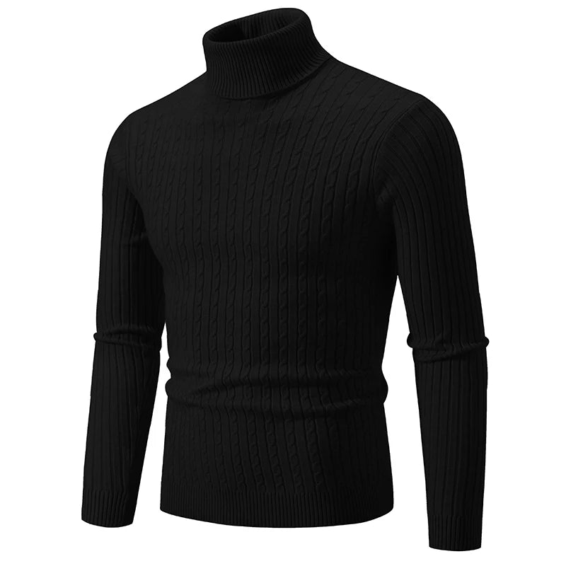 New Men High Neck Sweater, Solid Color Pullover Knitted Warm Casual Turtleneck Woolen Winter Outdoor Tops.