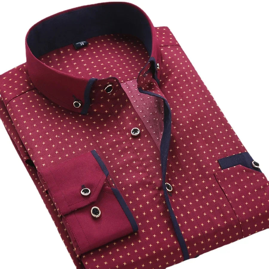 Floral Button Down Men Shirt Brand 2024, Male High Quality Long Sleeve Shirts.