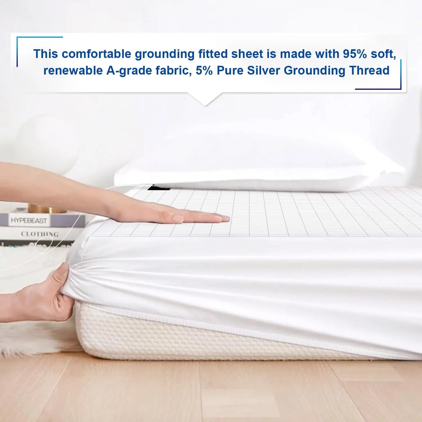 Fitted sheet Organic cotton with Conductive fiber Grounding bed sheet for Nature Wellness