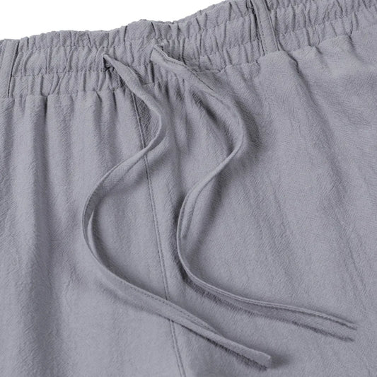 Pantalones americanos de algodón y lino para hombre, pantalones de trabajo multibolsillos, ropa deportiva holgada y pantalones casuales.