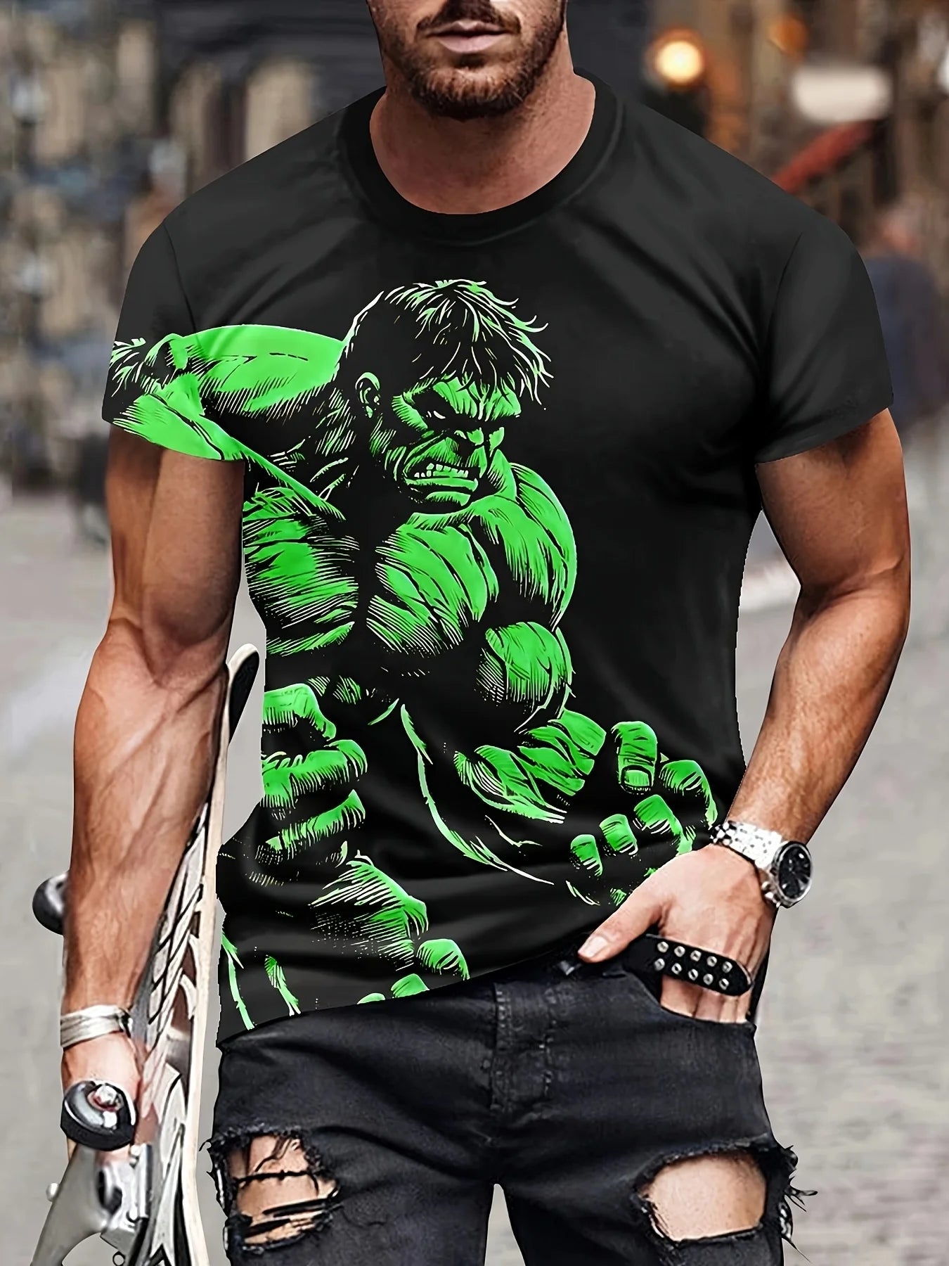 Marvel Hulk Graphic Men T-Shirt 3D Print Superhero T shirt.