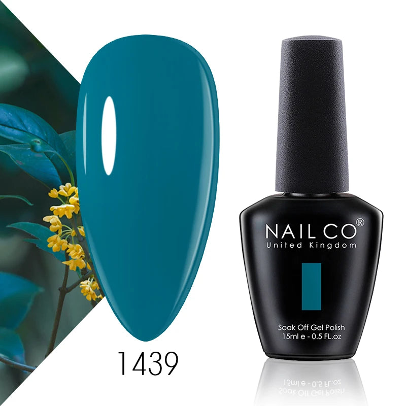 NAILCO 15ml Color Gel Nail Polish Soak Off, Hybrid Varnishes Manicure, UV&LED Nail Gel Semi Permanent Lacquer Base Top Coat.