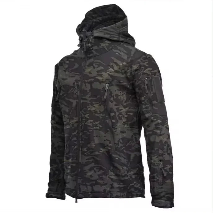 Military Shark Skin Soft Shell Jackets Men Tactical Windproof Waterproof jacket,Hooded Bomber Coats