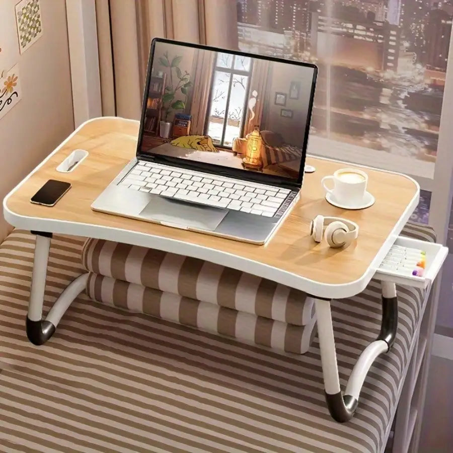 Foldable Laptop Desk with  Cup Holder and Tablet Slot