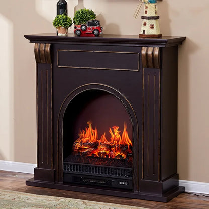 Natural Wood Living Room Fireplace Rustic  Decoration