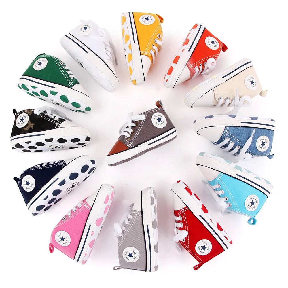 New Baby Shoes Boys Girls Classic Canvas Casual Sneakers, Spring Newborn First Walker Toddler, Non-Slip Walking Shoes.
