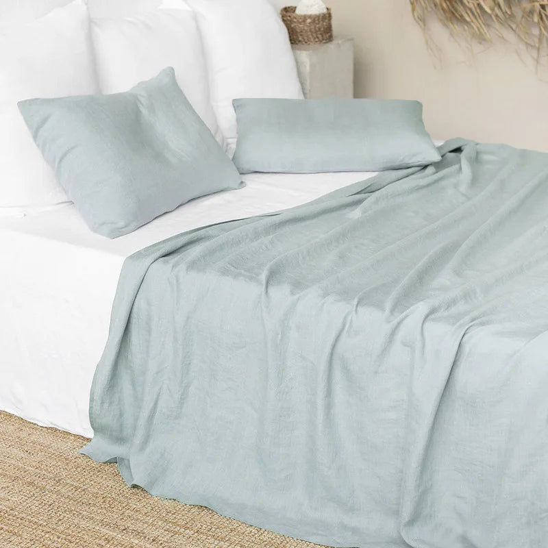 100% Pure Linen Bed Sheet Ultimate Comfort,  Natural Eco-Friendly  Durable, Queen California King
