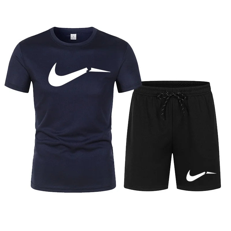 2026 men's summer T-shirt and shorts set, casual and fashionable short sleeved T-shirt combination.